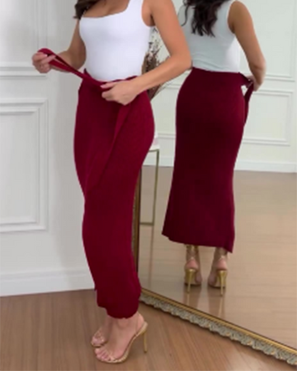 Sexy Knitted Skirt With Split Hips (Pre-Sale)