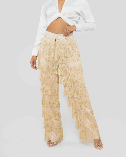 Sexy Slim Fitted Fringe Straight Leg Trousers (Pre-Sale)