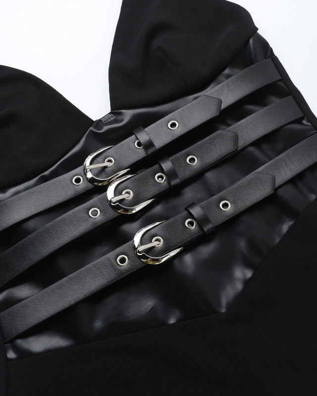 Halter Neck Deep V Neck A-Line Dress Hip