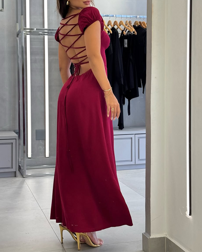 Square Neck Slit Elegant Dress (Pre-Sale)