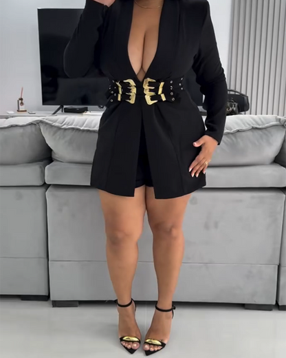Hip-Hugging Slim-Fit Suit Dress (Pre-Sale)