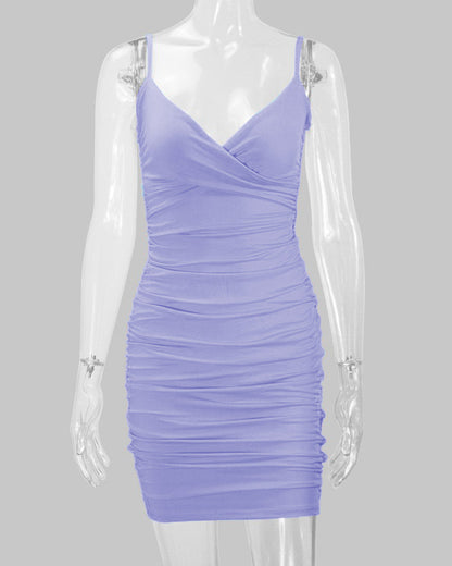 Deep V Suspender Mini Dress