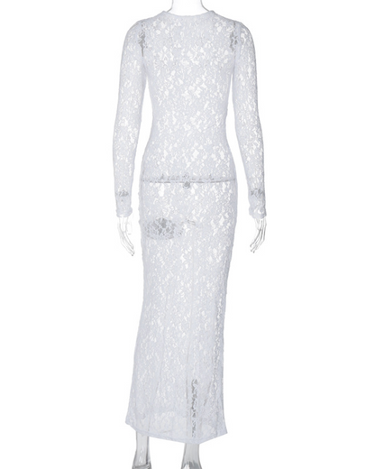 Hollow Lace Maxi Dress