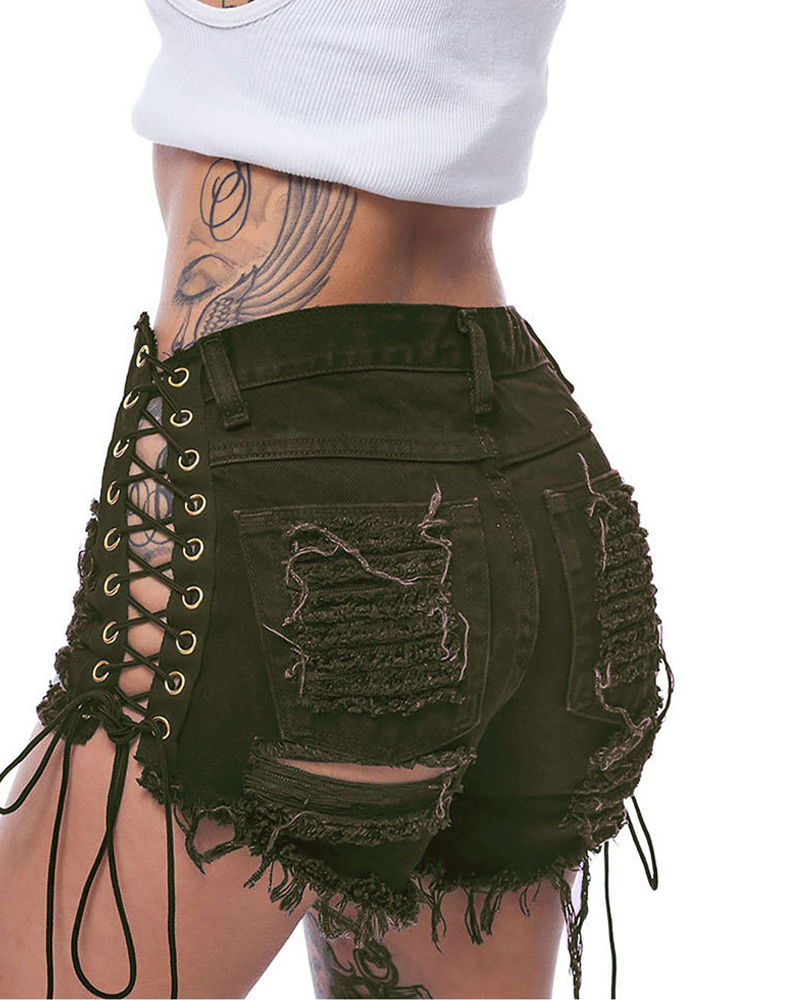 Ripped Denim Shorts