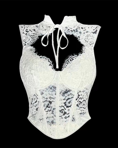 Fishbone Lace Halter Top