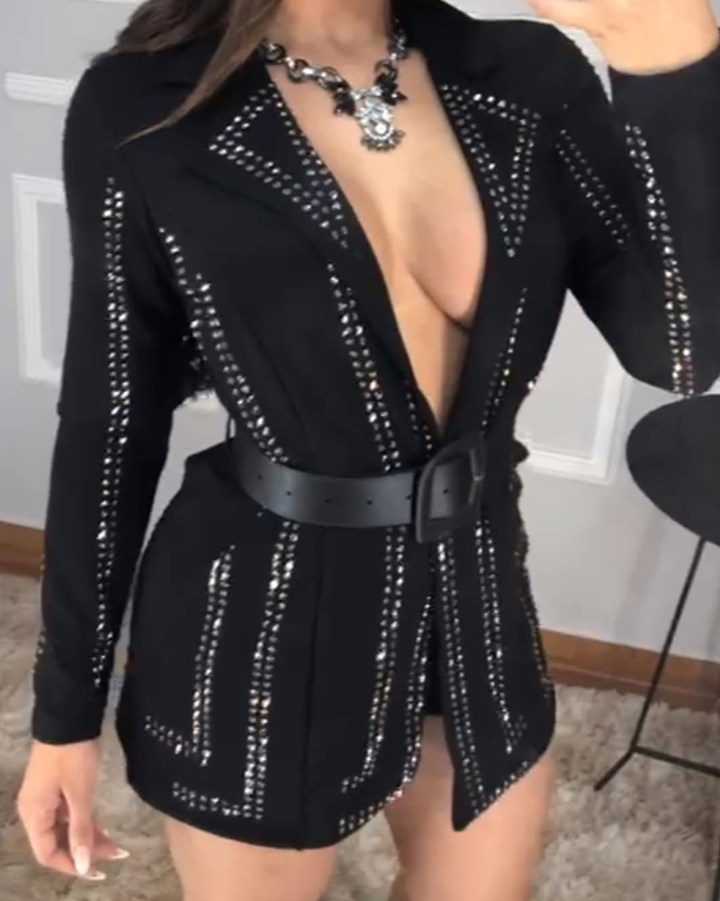 Embellished V-Neck Suit Dress (Pre-Sale)