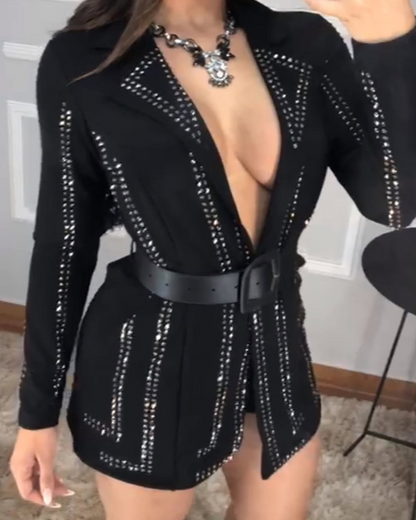Embellished V-Neck Suit Dress (Pre-Sale)
