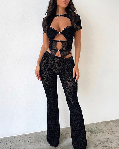 High-Waisted Bootcut Trouser Set