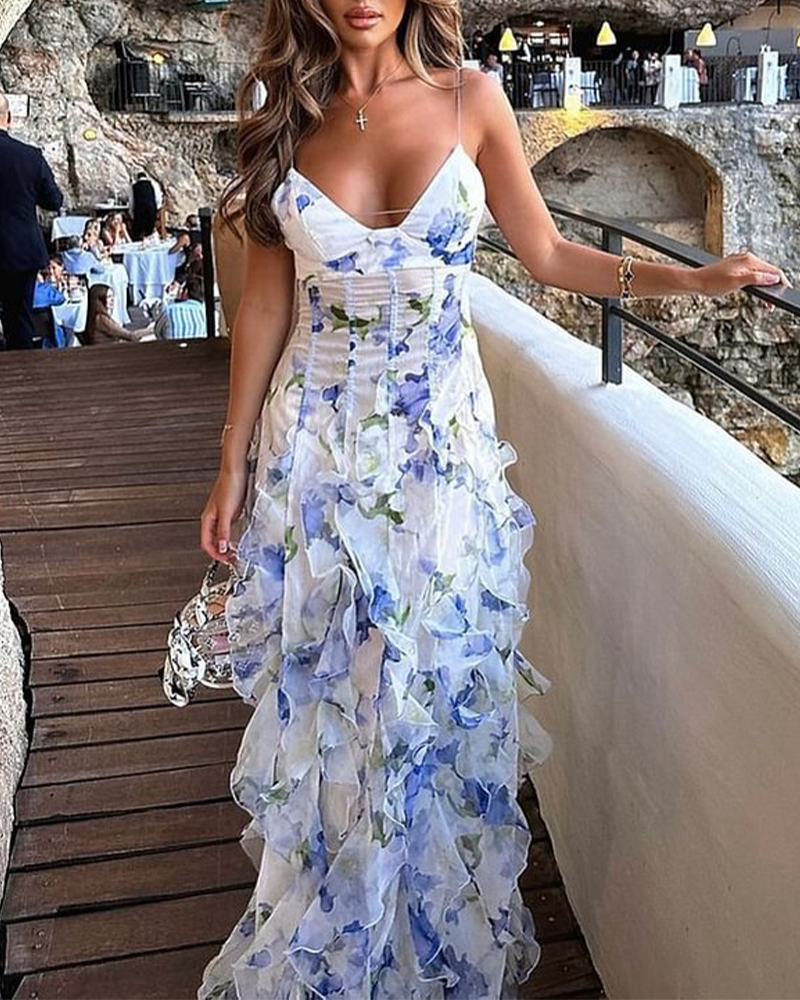 Printed Ruffle Dress