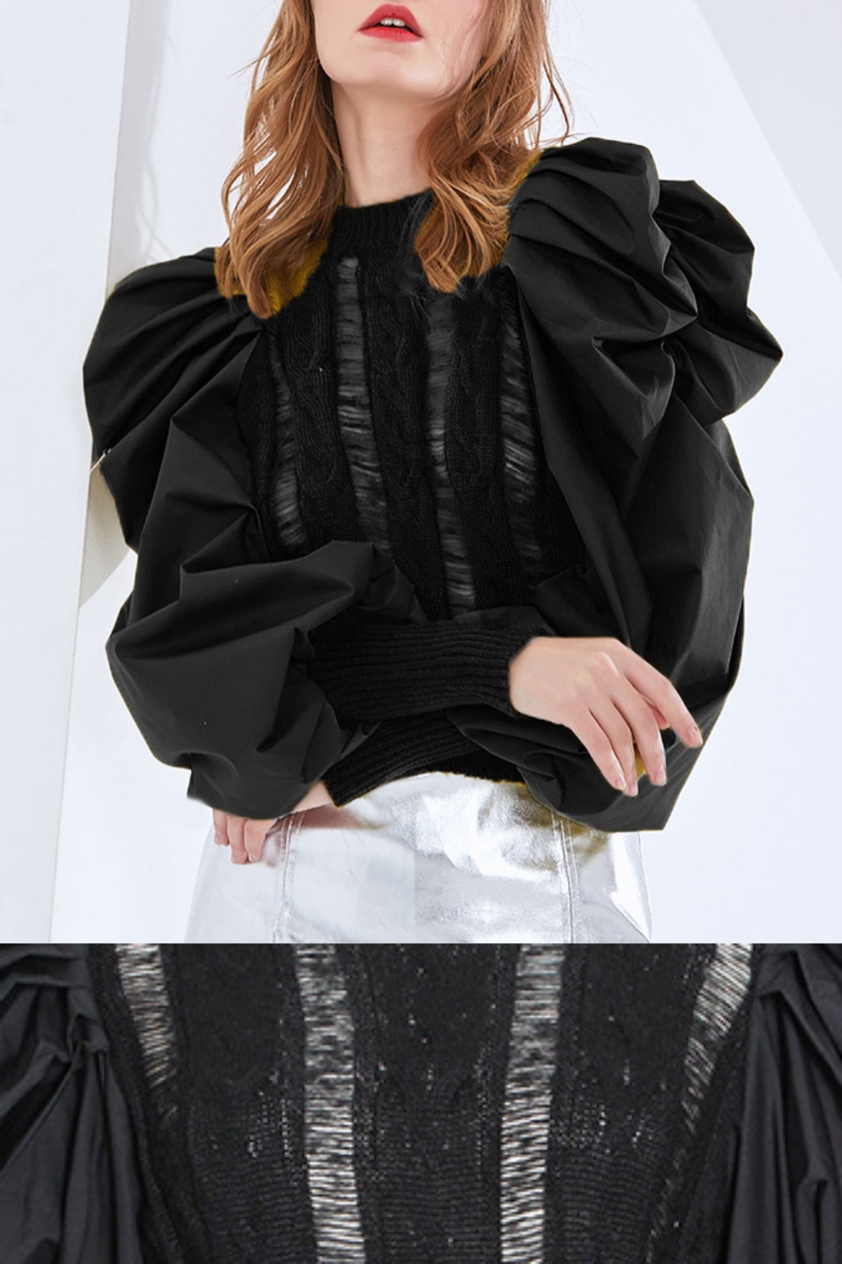 Basia Lantern Sleeve Knit Sweater