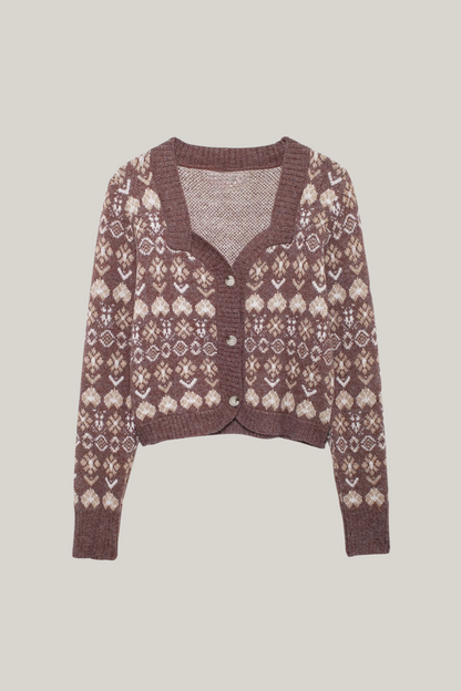 Sweetheart Pattern Contrast Cardigan