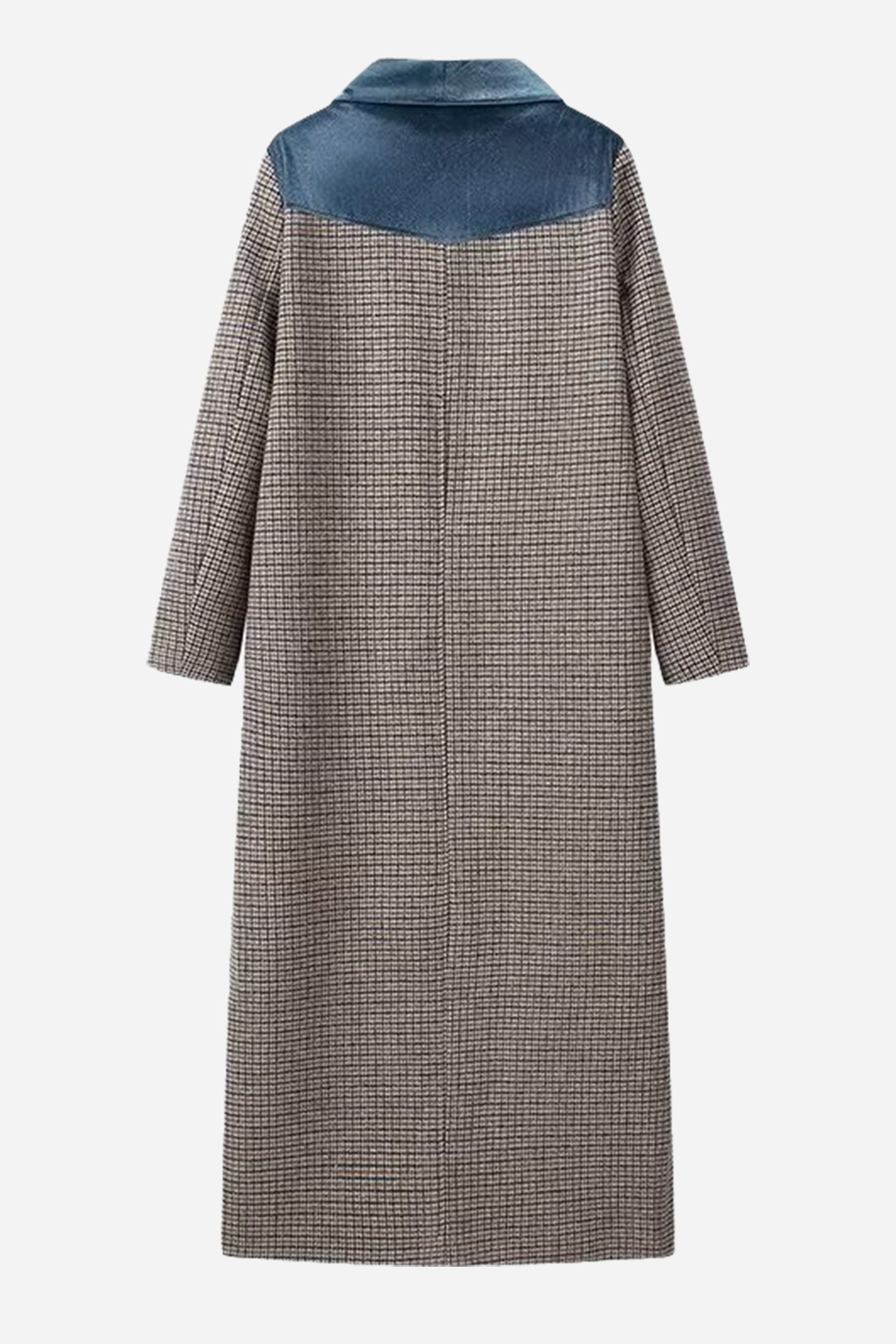 Houndstooth Long Sleeve Tweed Coat
