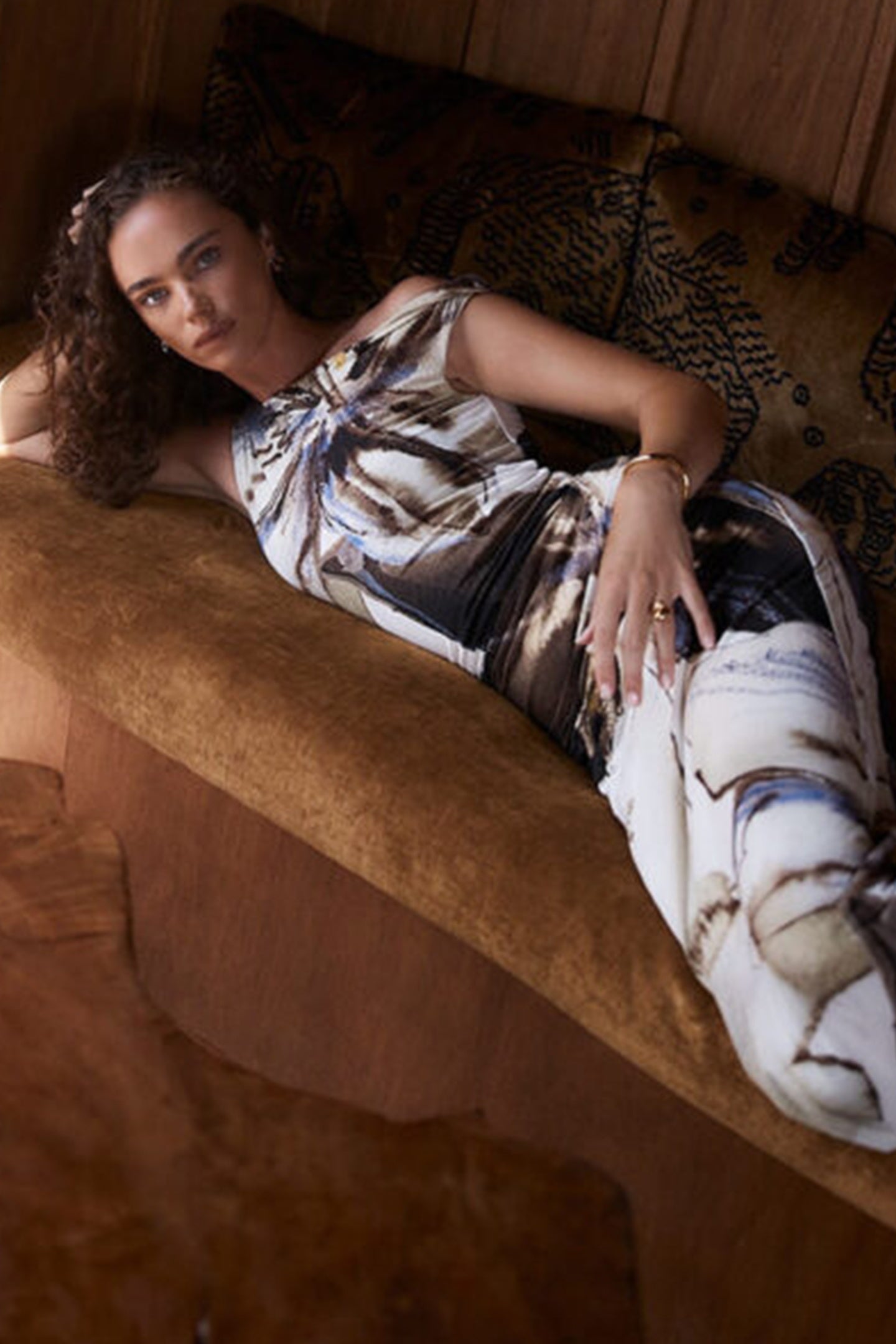 Virginia Asymmetrical Floral Print Maxi Dress