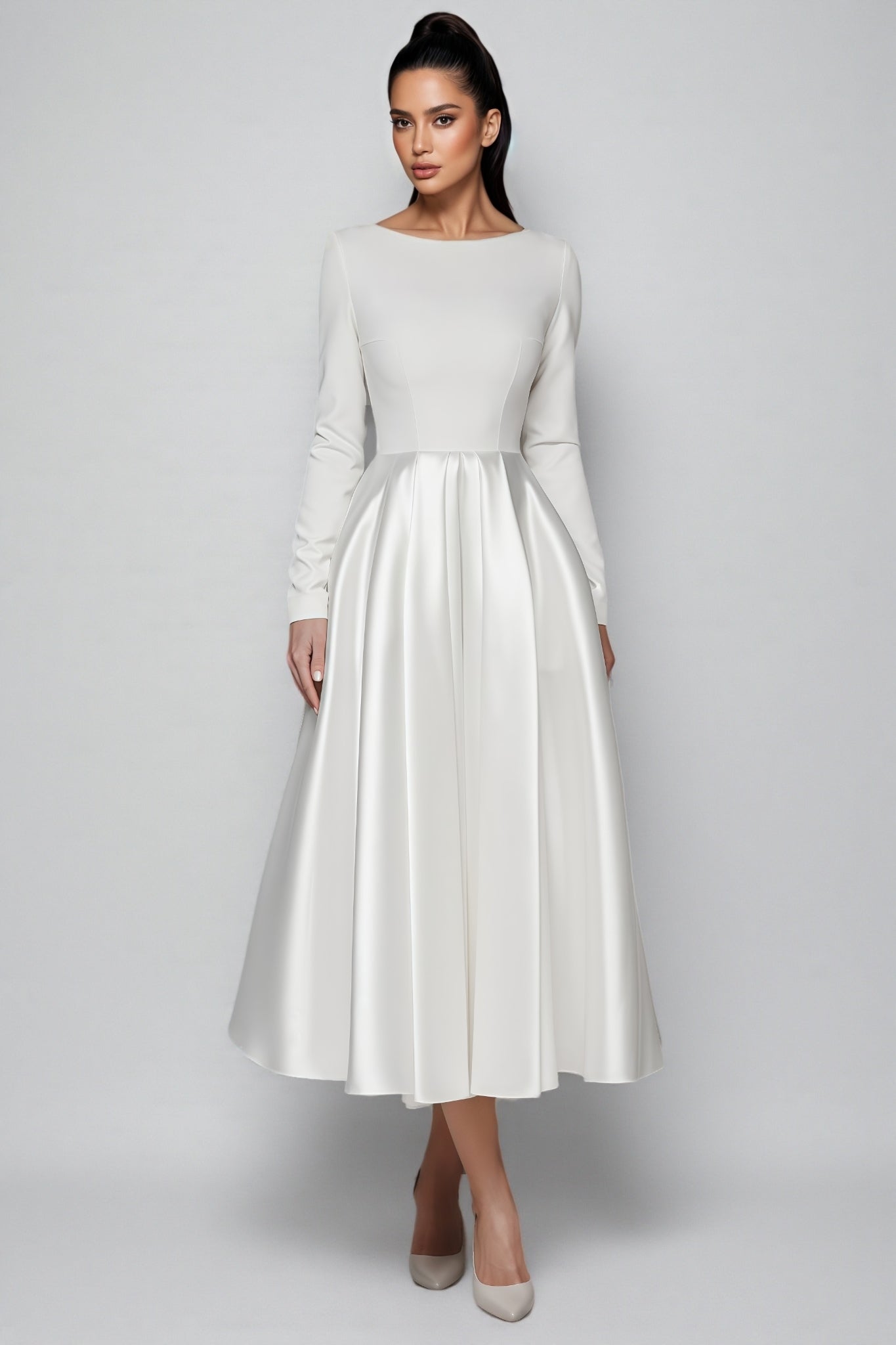 Nalea White Simple Maxi Dress
