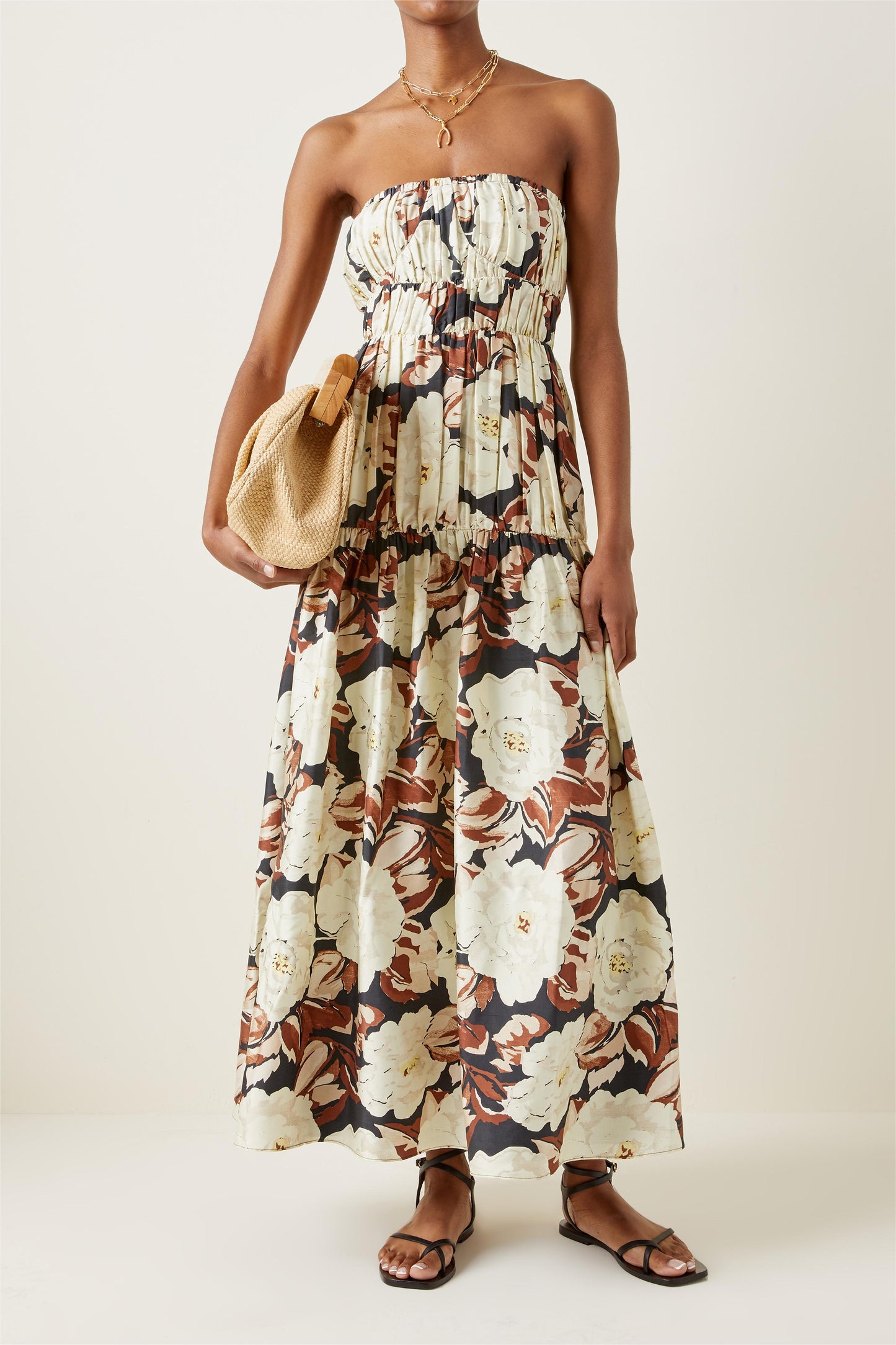 Floral Frill Sleeveless Midi Dress