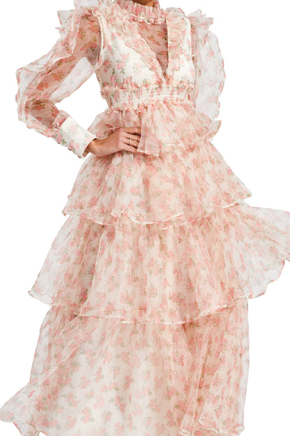 Bowman Apricot Floral Mesh Dress