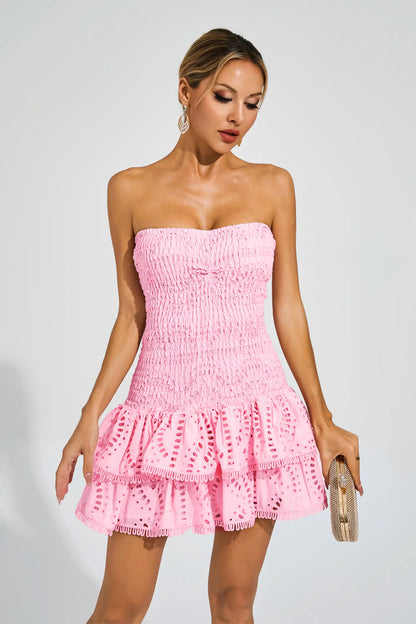 Bridget Pink Ruffle Mini Dress