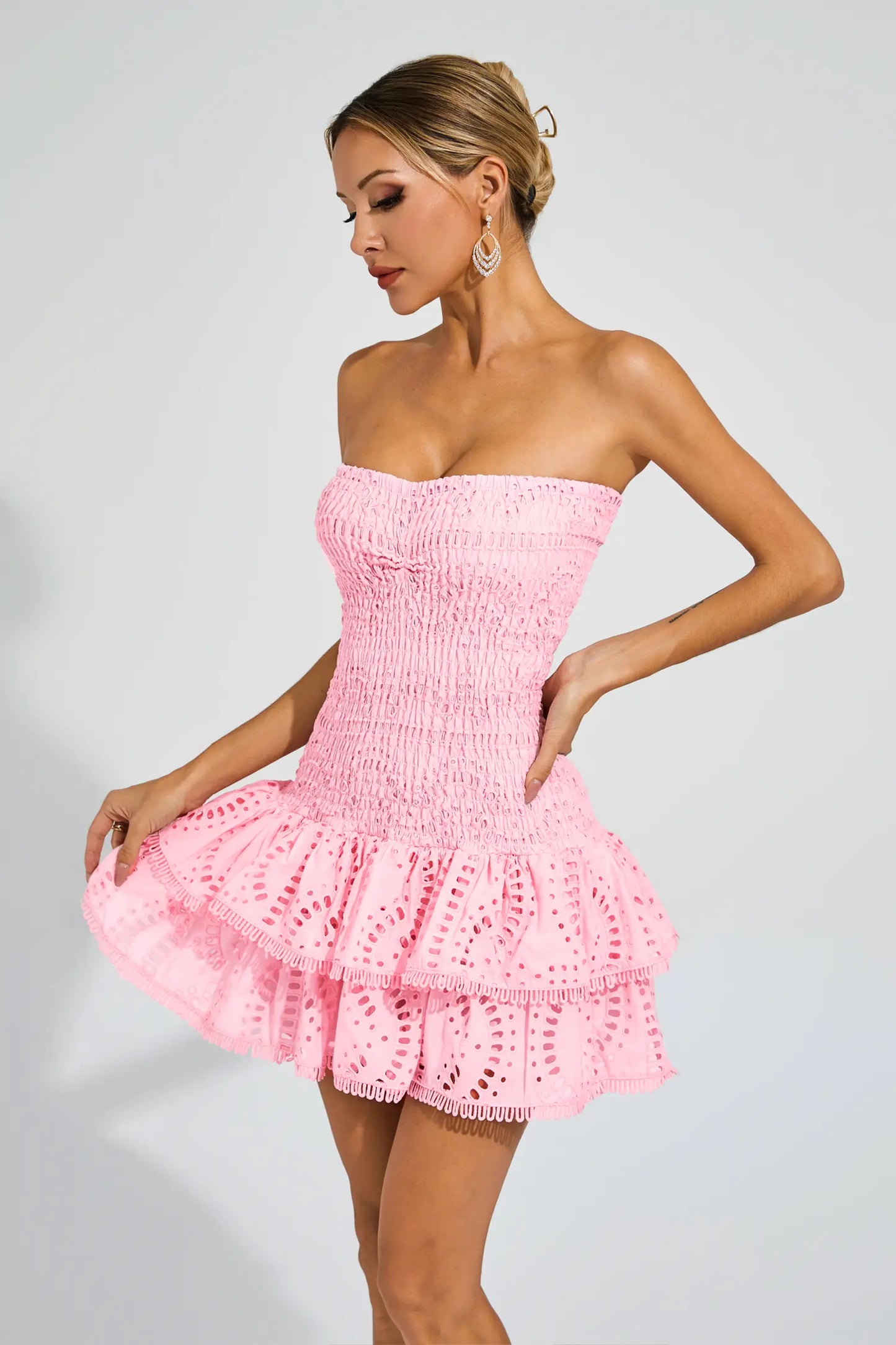 Bridget Pink Ruffle Mini Dress