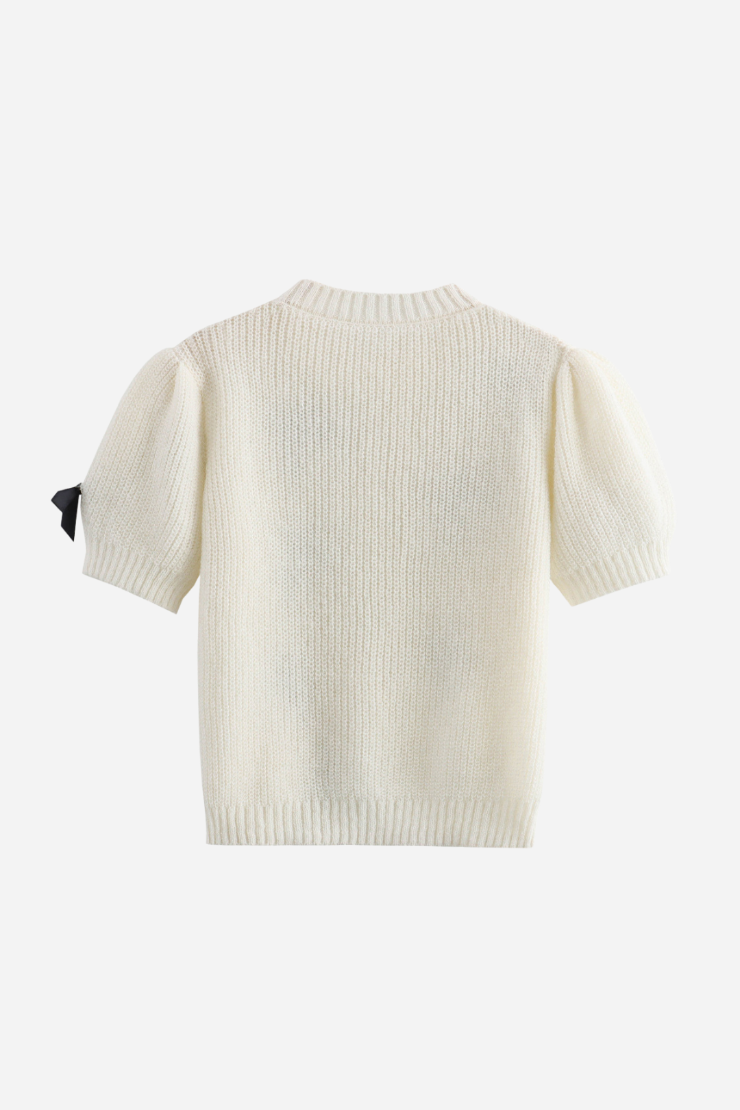 Bow Embellished Short Sleeve Sweater