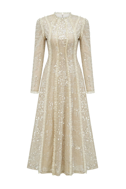 Odelette Apricot Sequin Maxi Dress