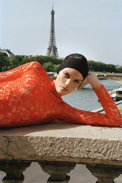 Susanna Long Sleeve Sheer Lace Maxi Dress