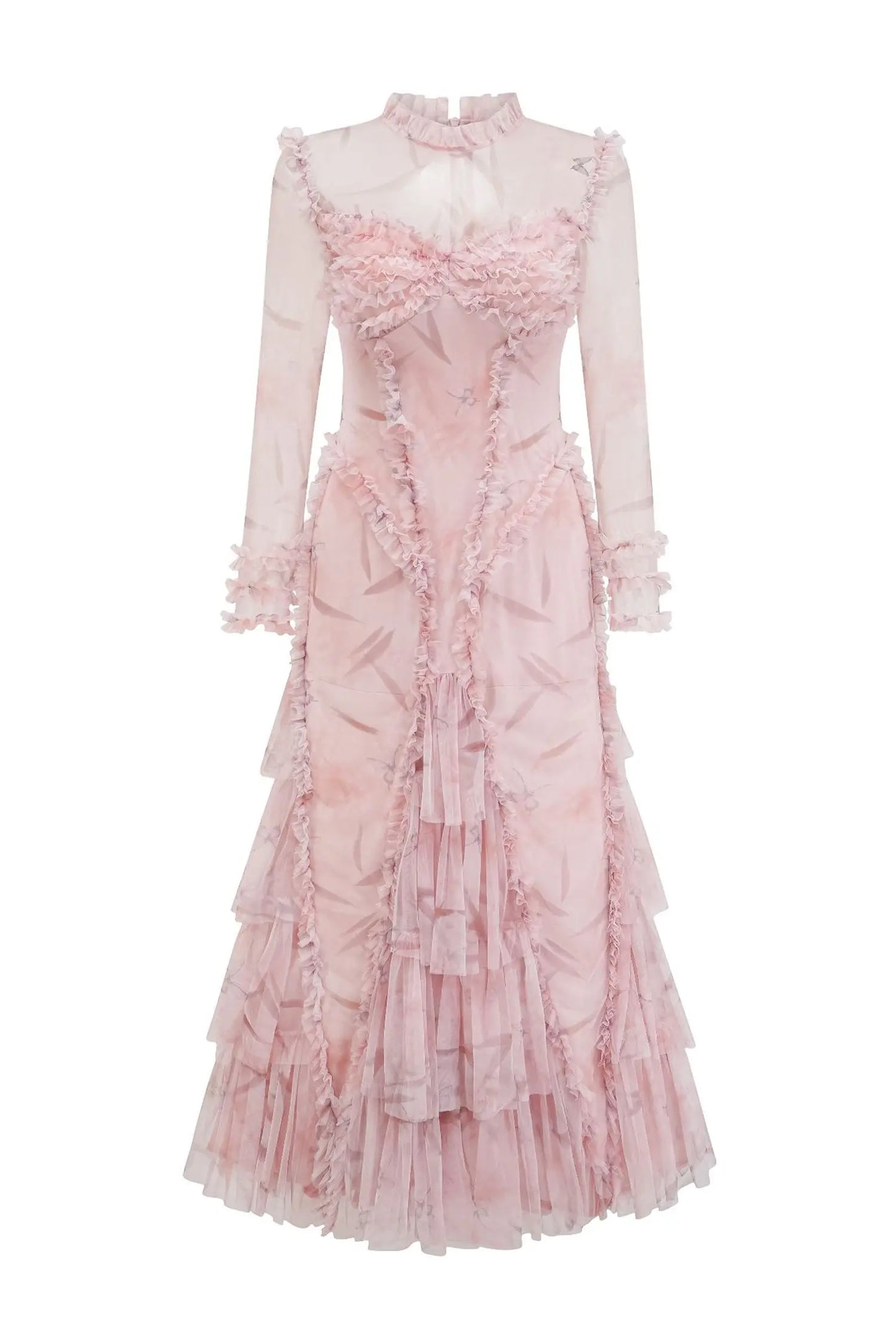 Southey Pink Mesh Ruched Maxi Dress