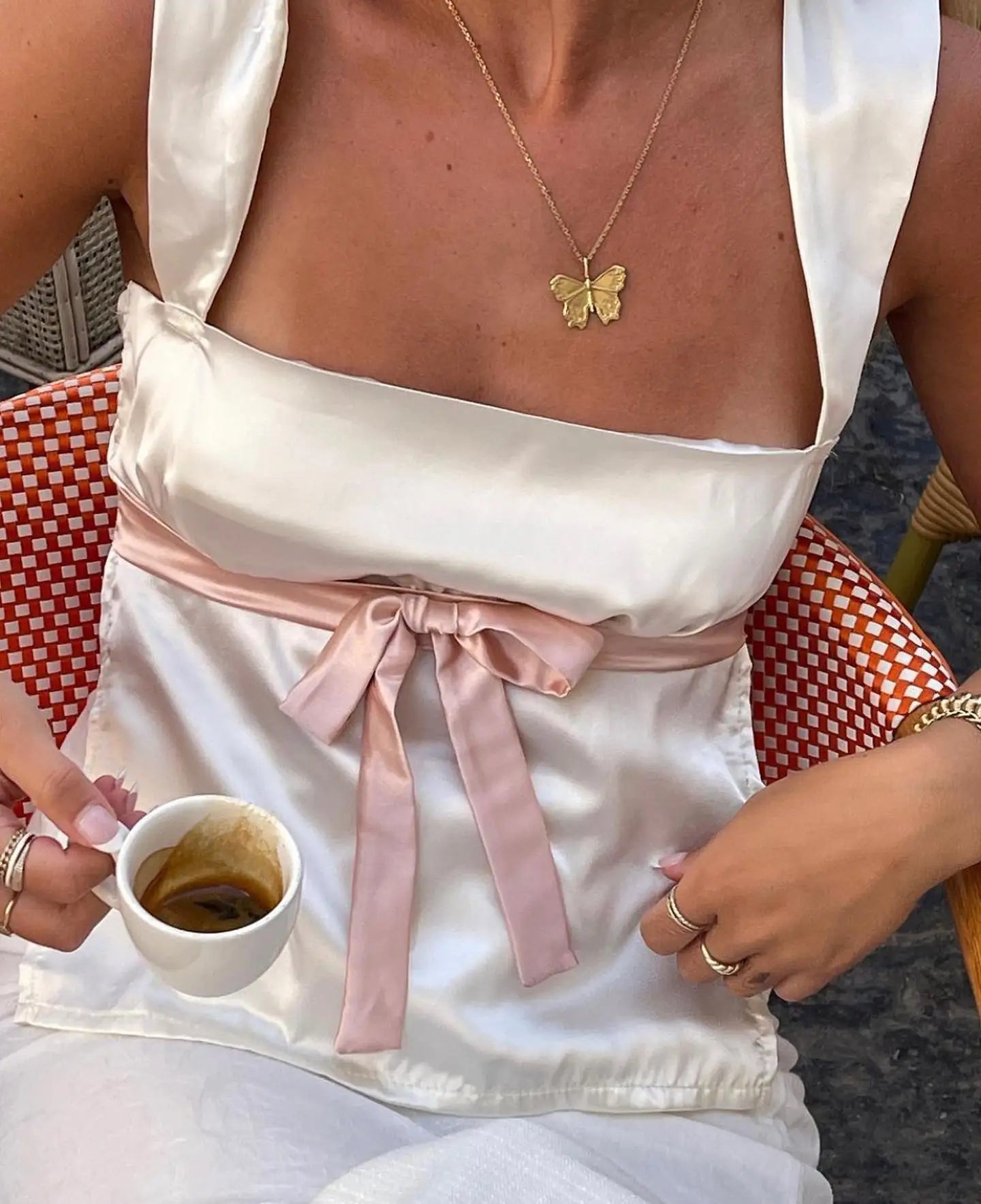 Satin Patchwork Milkmaid Crop Top