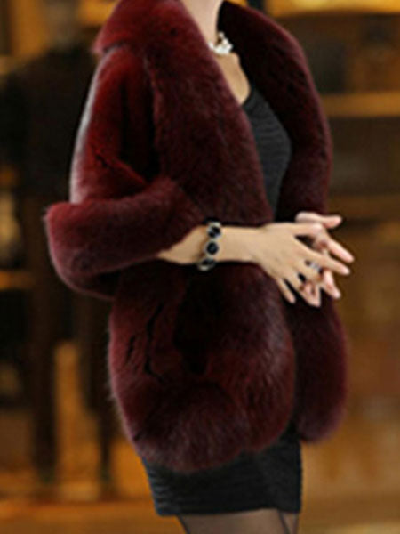Faux Fur Wrap Shawl White Poncho Women's Winter Cape Coat