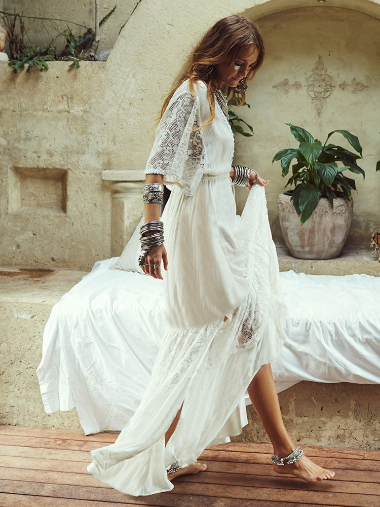 Cover Up For Woman Cotton V Neck Half Sleeve Summer Beach Cover Up