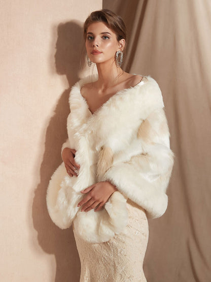 Wedding Wraps White Faux Fur Bridal Winter Warm Cover Ups 2026