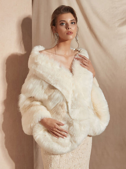 Wedding Wraps White Faux Fur Bridal Winter Warm Cover Ups 2026