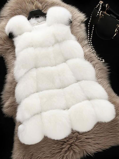 Faux Fur Vest Eco-friendly Winter Sleeveless Midi Jacket For Women 2026