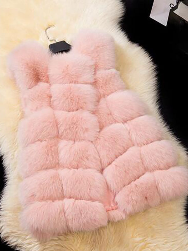 Faux Fur Vest Eco-friendly Winter Sleeveless Midi Jacket For Women 2026