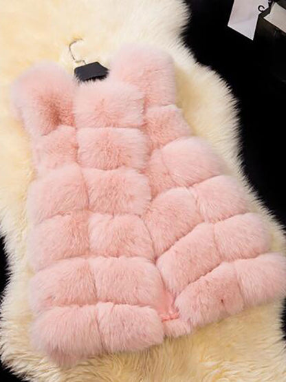 Faux Fur Vest Eco-friendly Winter Sleeveless Midi Jacket For Women 2026