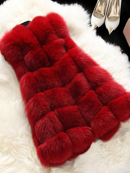 Faux Fur Vest Eco-friendly Winter Sleeveless Midi Jacket For Women 2026