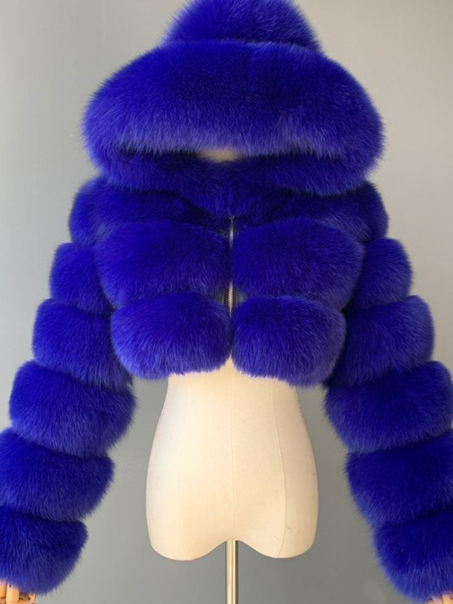 White Faux Fur Jacket With Hood Hot Girls Short Coats Winter Outerwear For Women 2026
