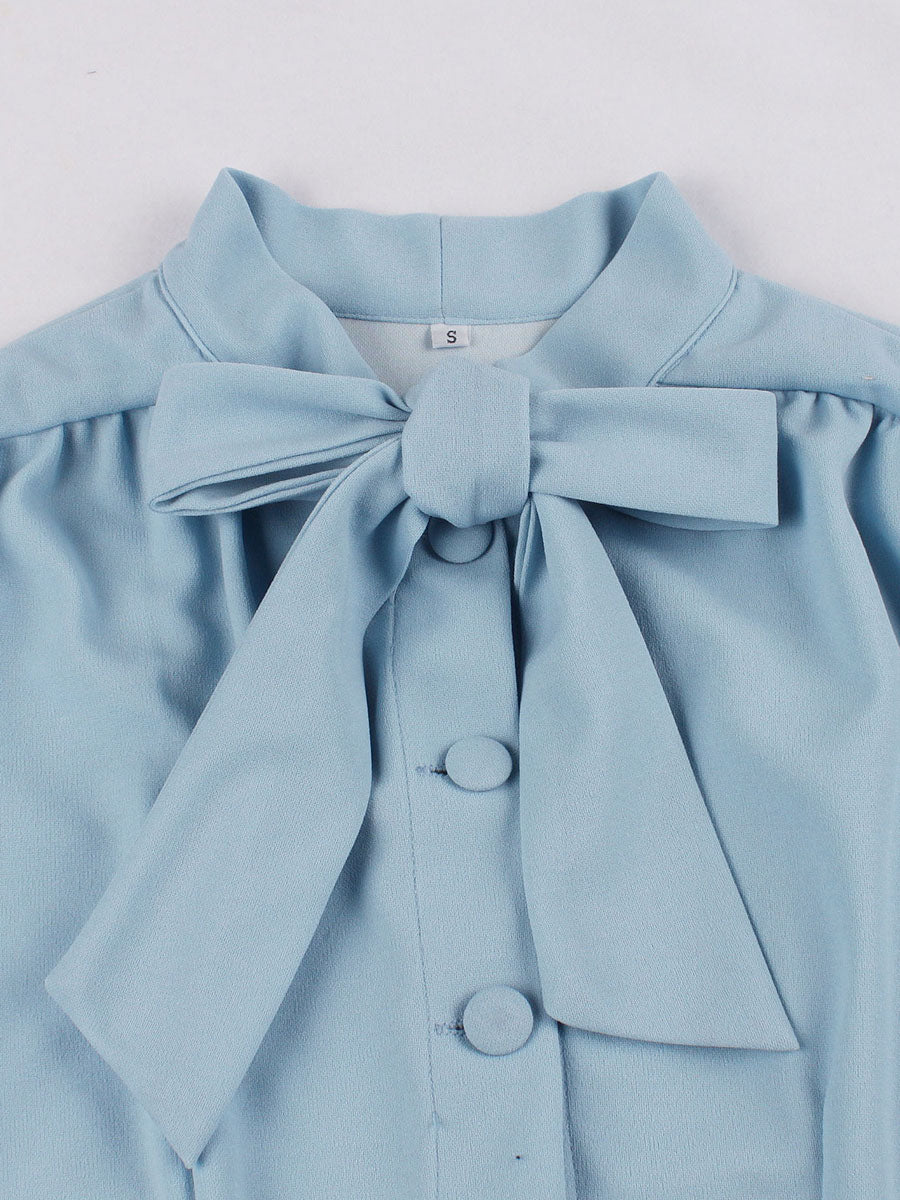 Vintage 1950s Midi Swing Tea Dress for Women - Bow Neck Short Sleeve Fit and Flare Rockabilly Gown - Garden Party 2026
