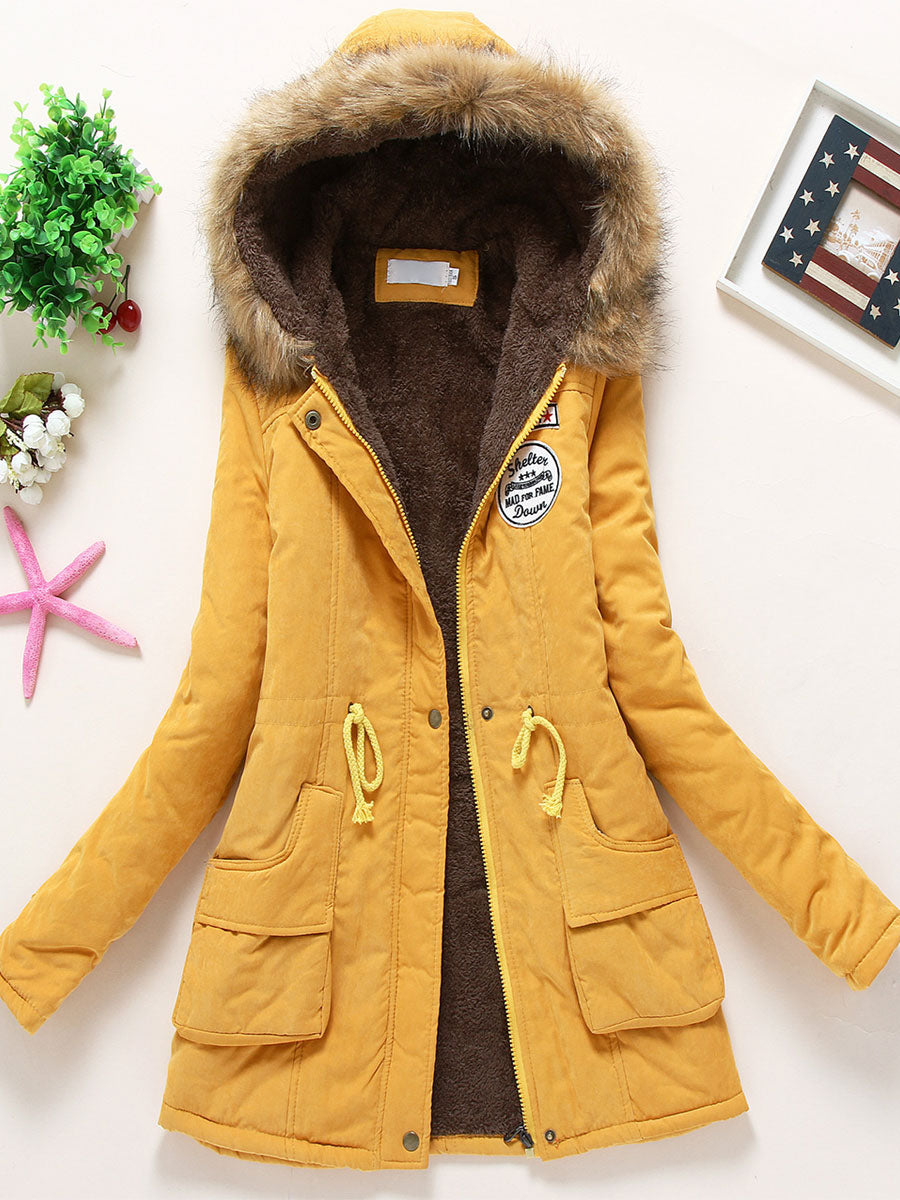 Women Winter Coats Light Pink Hooded Cotton Outerwear