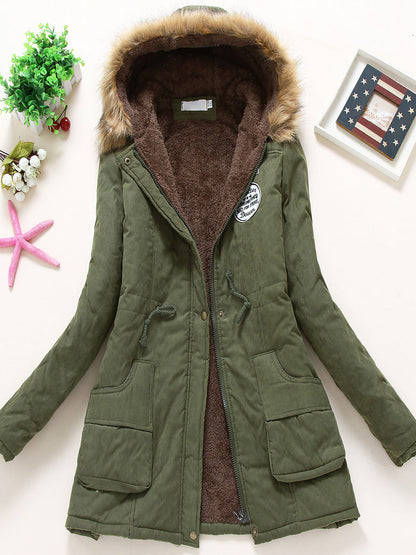 Women Winter Coats Light Pink Hooded Cotton Outerwear