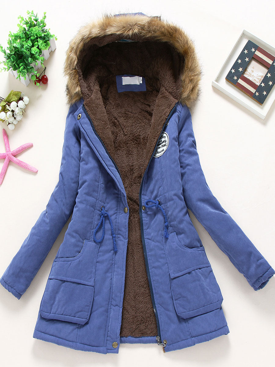 Women Winter Coats Light Pink Hooded Cotton Outerwear