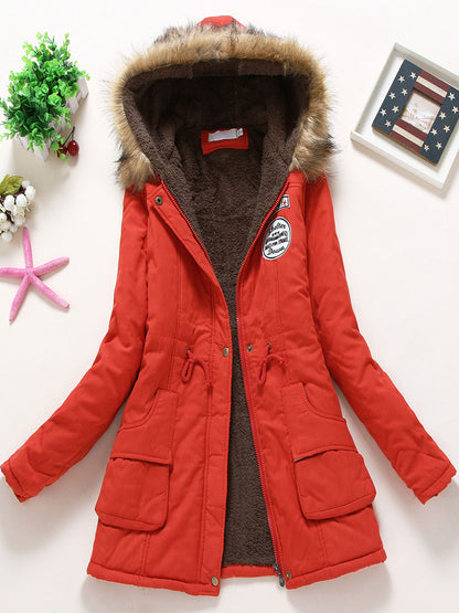 Women Winter Coats Light Pink Hooded Cotton Outerwear