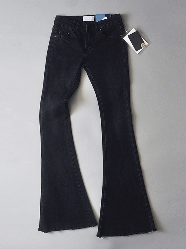 Jeans For Women Fashion Bell Bottoms Zipper Fly Button Fly Blue Denim Pants