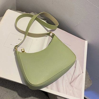 Solid Color PU Leather Casual Shoulder Bag