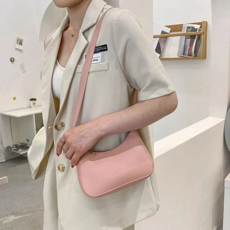 Retro Solid Color PU Leather Hobos Crossbody
