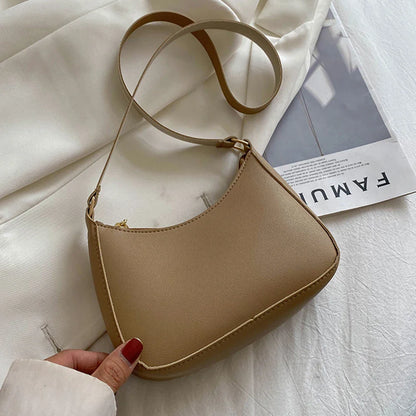 Retro Solid Color PU Leather Hobos Crossbody