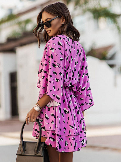Summer Dress Pink V-Neck Beach Dress
