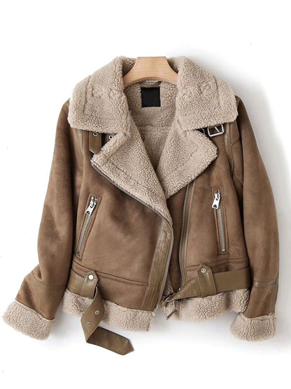 Suede Jacket Faux Shearling Winter Coat 2026 Outerwear For Women