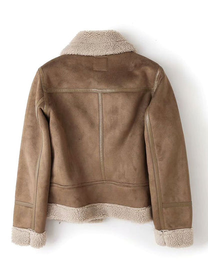 Suede Jacket Faux Shearling Winter Coat 2026 Outerwear For Women