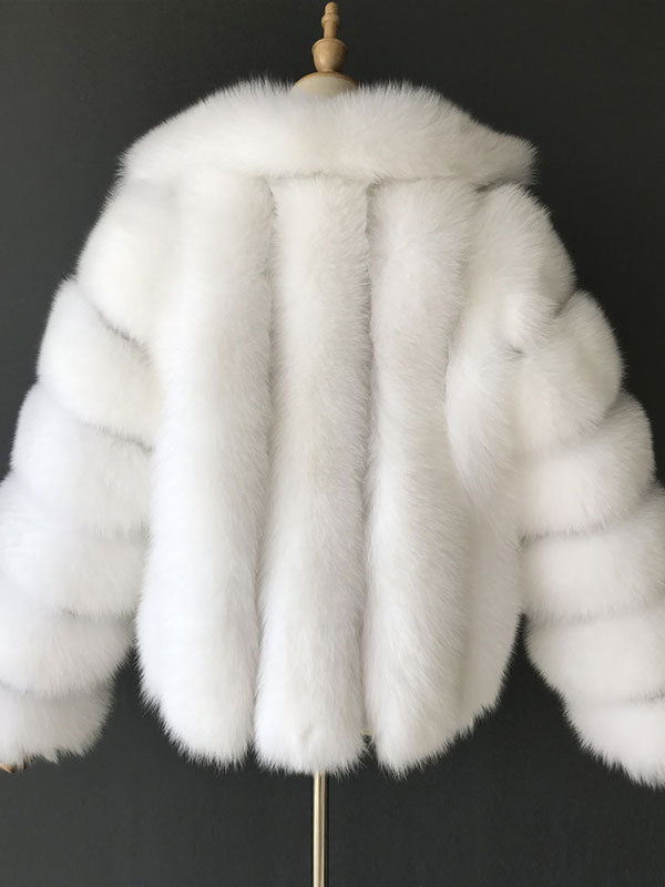 Fluffy Faux Fur Short Coat With Lapel Eco-friendly Winter Jacket For Women 2026