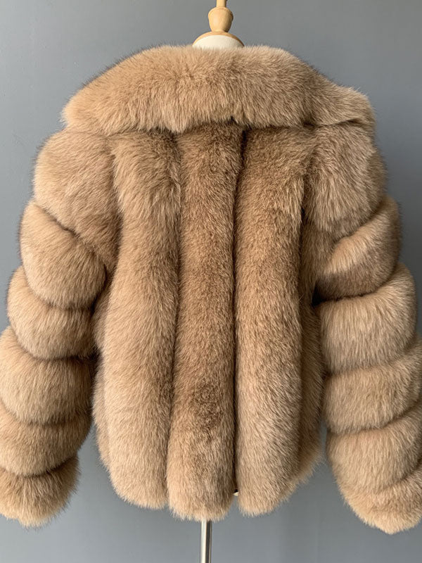 Fluffy Faux Fur Short Coat With Lapel Eco-friendly Winter Jacket For Women 2026